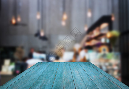 视觉蓝木咖啡店背景模糊股票照片图片