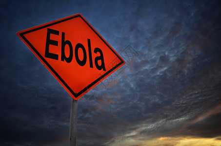 具有风暴背景的埃博拉警报路标志图片