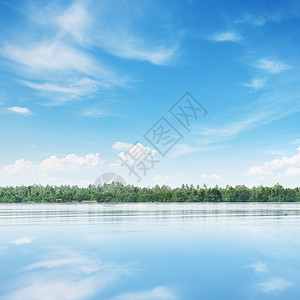大湖和美丽的天空背景图片