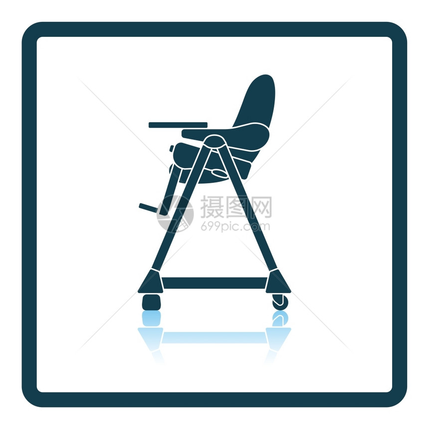 高椅子婴儿图标影反射设计矢量插图图片