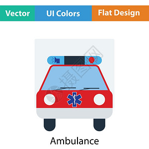 救护车汽图标平面彩色设计矢量插图图片