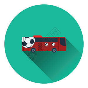 足球迷公共汽车图标平面彩色设计矢量插图图片