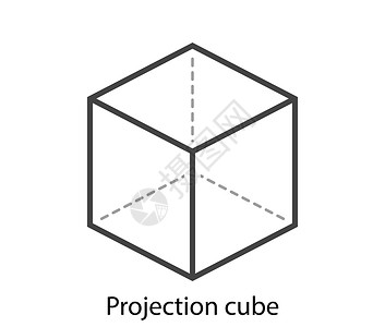 带有投影图标的立方体,颜色设计平整图片