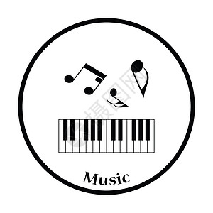 音频标志钢琴键盘图标细圆设计背景