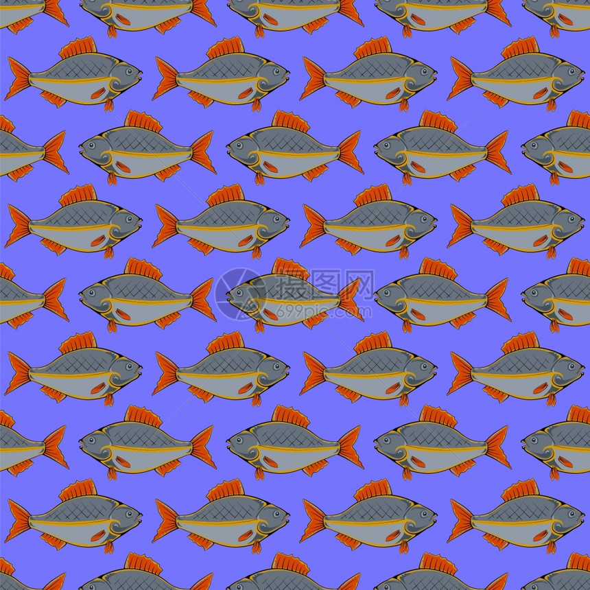蓝色背景上的鱼群图片