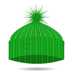 白色背景上的绿尼特帽冬季子绿色尼特图片