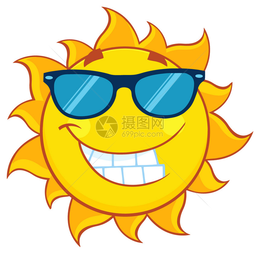 戴墨镜微笑的太阳卡通元素图片