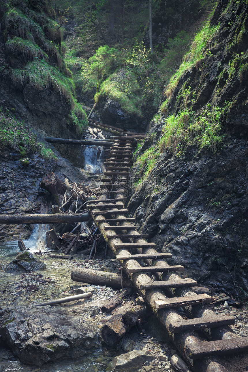 穿越岩石峡谷的路径图片