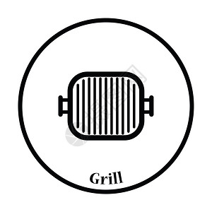 Grillpan图标细圆设计矢量图解图片