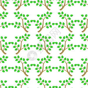 绿卡通树叶无缝背景夏季植物模式图片