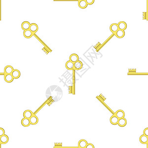 白色背景上孤立的黄键无缝金模式无缝金键模式图片