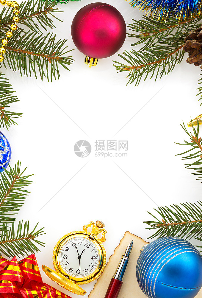 在白色背景上孤立的圣诞节装饰图片