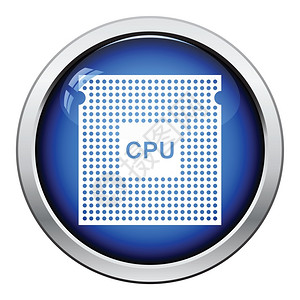 CPU图标光滑按钮设计矢量插图图片