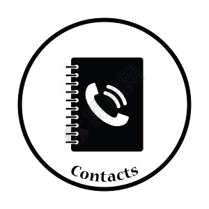 黑色笔记本电话簿图标细圆设计矢量插图插画