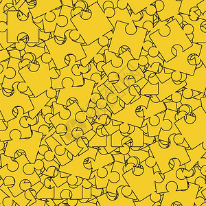 无缝Jigsaw模式黄谜背景顶部视图图片