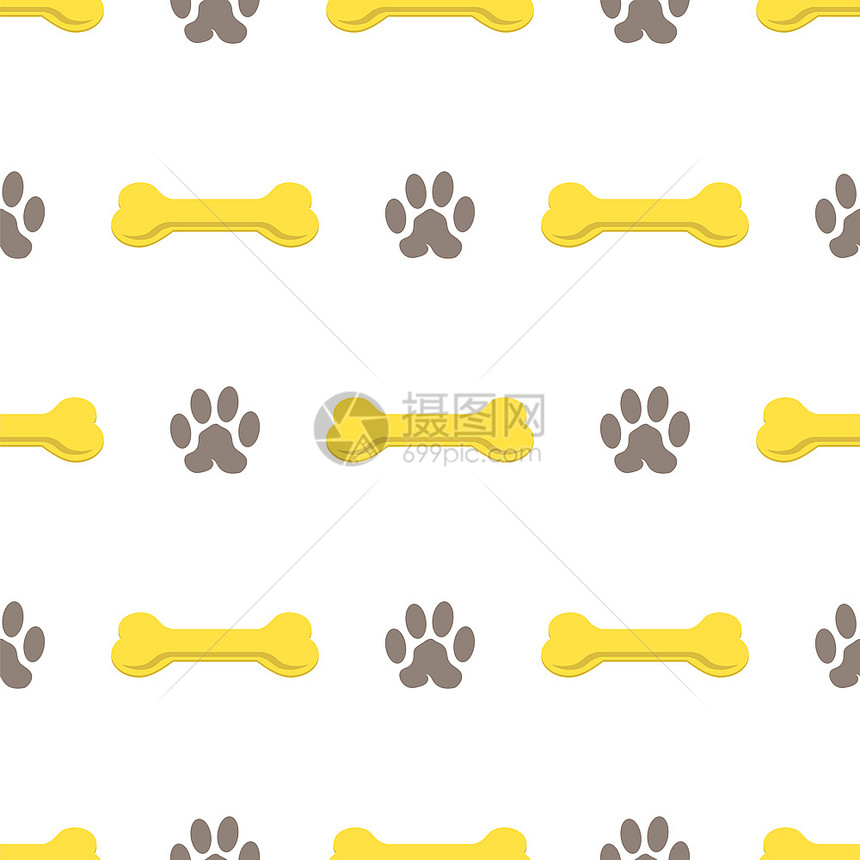 白色背景上孤立的一组黄骨头无缝用于狗模式无缝骨头用于狗模式图片