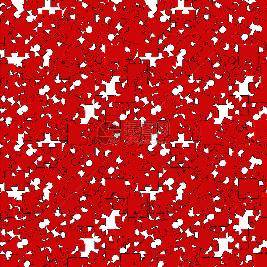 一组红色笔迹Jigsaw模式白色背景上的一套红色笔迹图片