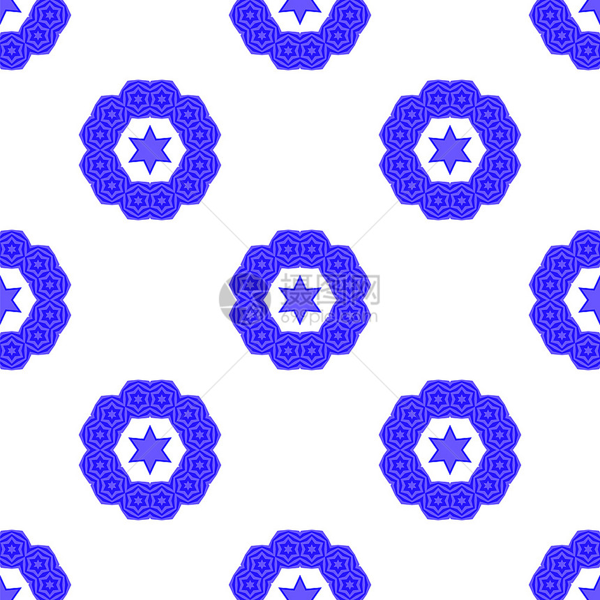 蓝大卫无缝星背景犹太宗教象征图片