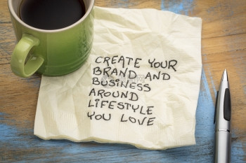 围绕你所爱的生活方式创造你的品牌和生意手写在餐巾纸上加一杯咖啡图片