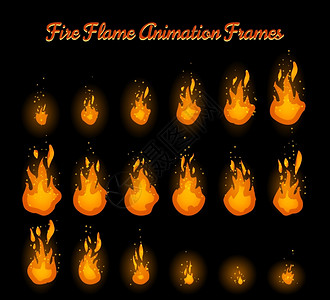 火灾陷阱焰动画灾陷阱矢量插图的火焰动画框架图片
