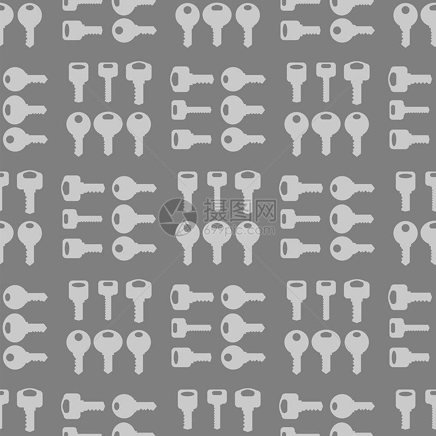 灰色背景上孤立的金属密钥无缝灰色密钥模式灰色背景上孤立的金属密钥图片