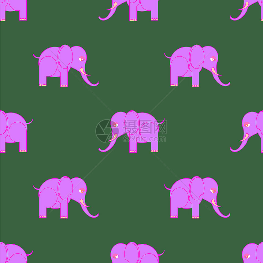 粉红大象无缝模式动物背景粉红大象无缝模式图片