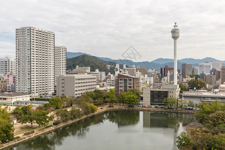 从广岛城堡空中观察广岛图片