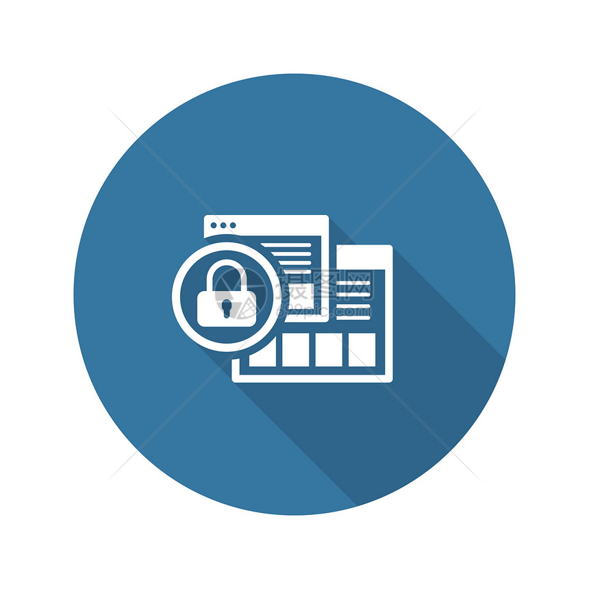 安全级别图标平面设计带有网页和挂锁的安全概念孤立的说明应用符号或UI元素图片