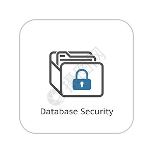 APP常用icon数据库安全图标平面设计带有数据库和挂锁的安全概念孤立的说明App符号或UI元素背景