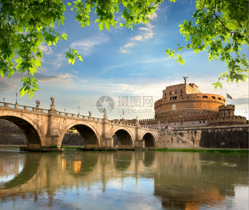 意大利罗马的天使城堡和桥梁图片