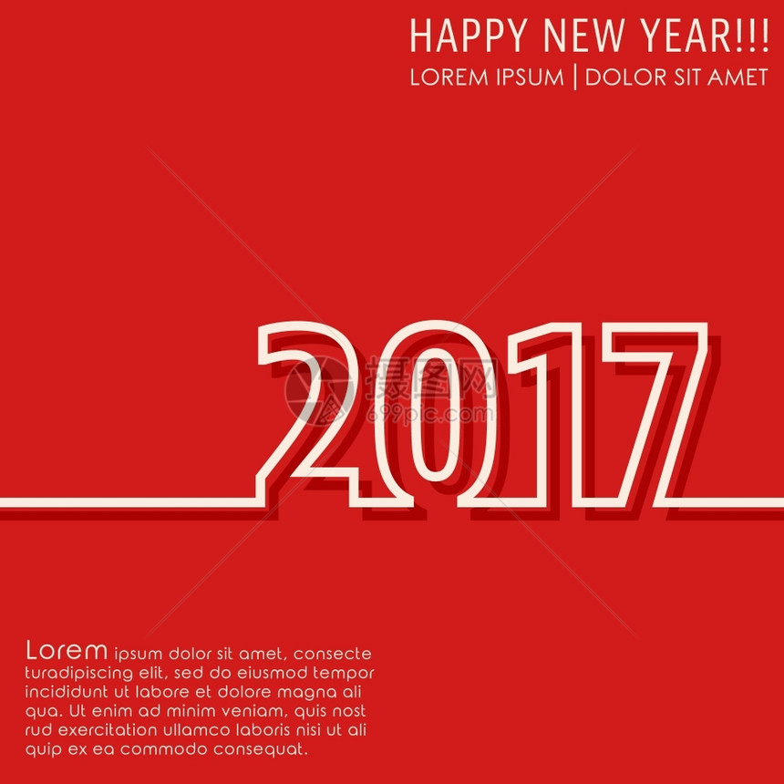 新年2017背景快乐封面小册子传单贺卡模板矢量插图图片