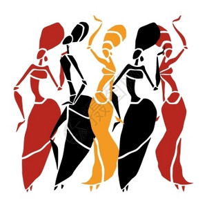 非洲舞蹈家的数字以种族风格跳舞的妇女矢量说明非洲舞蹈家的轮廓图片