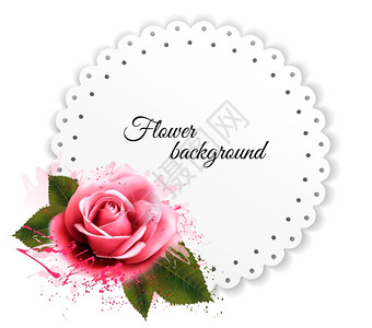 粉红色玫瑰花瓣假日背景红色粉花和礼品卡矢量插画