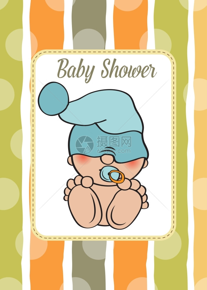 带有趣的小婴儿浴卡矢量说明图片