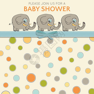 带有小象的婴儿淋浴卡矢量格式图片