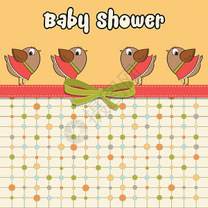 卡通可爱小鸟婴儿淋浴卡图片