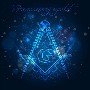 魔术标志蓝色闪光背景上的共信符号蓝色闪光背景矢量插图上的神秘共信符号背景