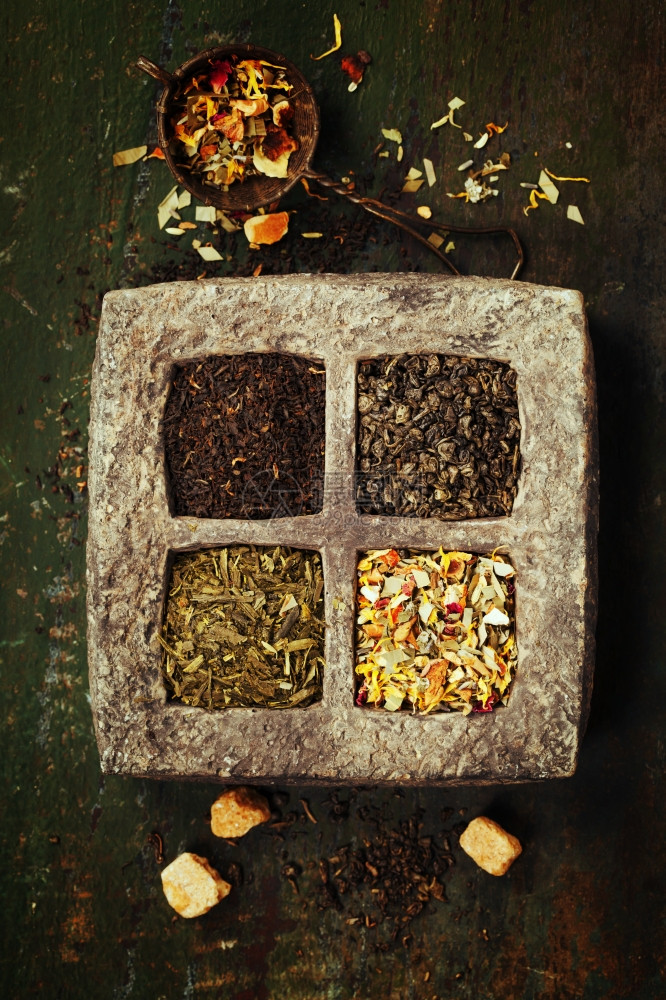 干茶组装的成分不同概念图片