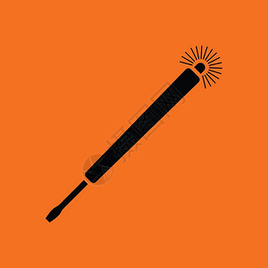 橙色螺丝刀工具插图电动螺丝起子测试图标黑色橙背景矢量插图插画