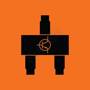 Smd晶体管图标黑色的橙背景矢量插图图片
