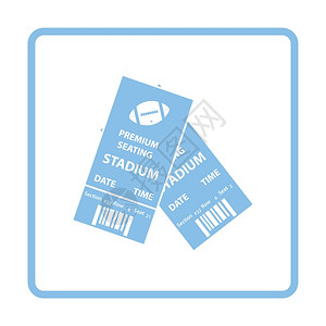 美国足球票图标蓝色框架设计矢量图图片