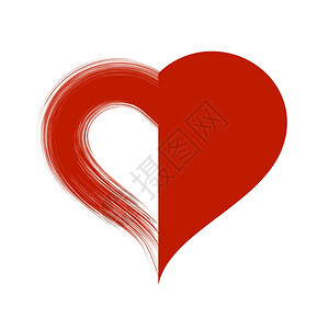 白色背景上孤立的红心图标Grunge红心图标图片