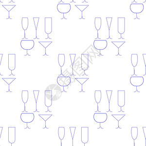 葡萄玻璃无缝模式白色背景上孤立的不同葡萄玻璃模式Wine玻璃无缝模式图片