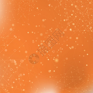 橙色格子具有粒子的橙色技术背景分子结构遗传和化学合物通信概念空间和星座插画