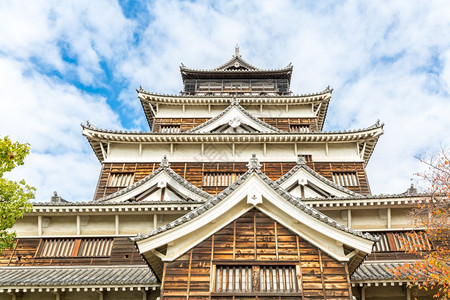 日本广岛城堡的外墙背景图片