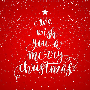 遮瑕粉底液海报书法写圣诞树我们祝您圣诞快乐海报或贺卡设计书法写着圣诞树用雪蒙着红的背面遮雪插画