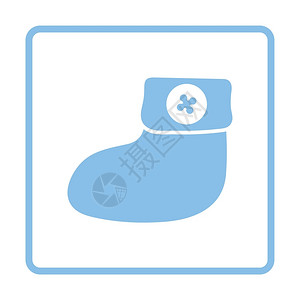 婴儿靴子蓝色框架设计矢量插图图片