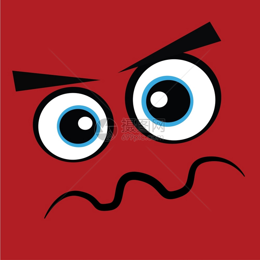 红色怪物面对愤怒的邪恶主题矢量艺术插图图片