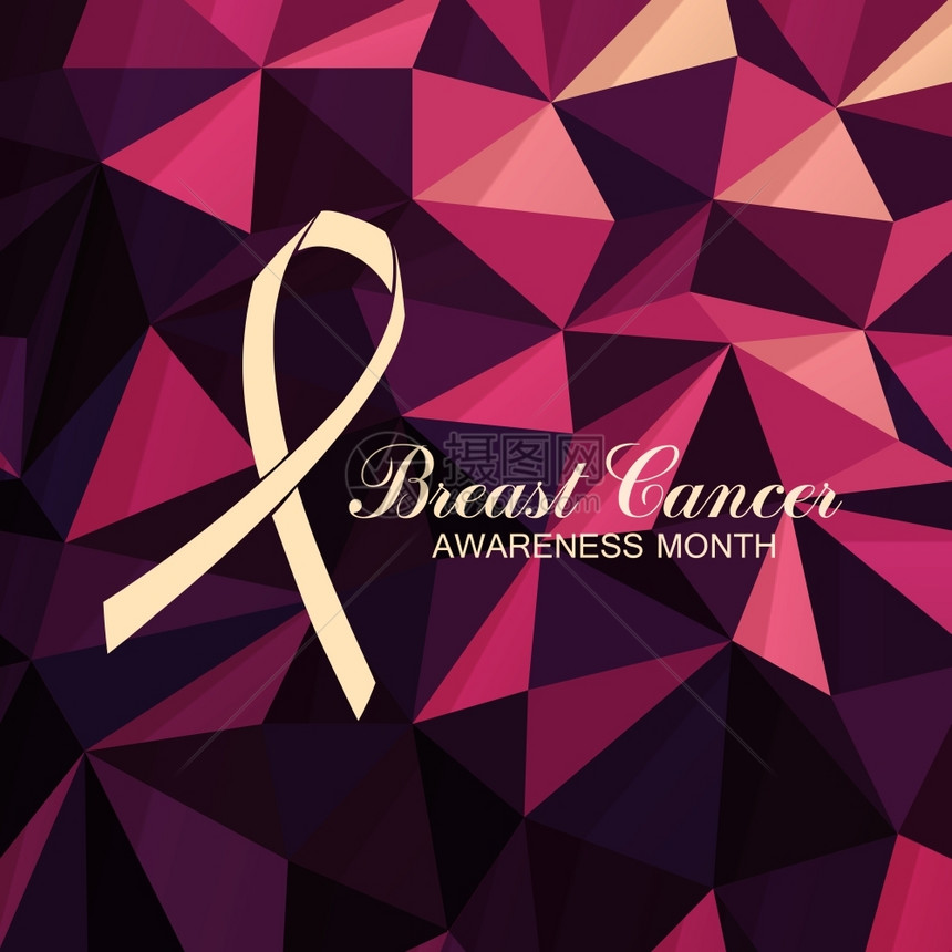 乳癌的丝带抽象粉色背景图片