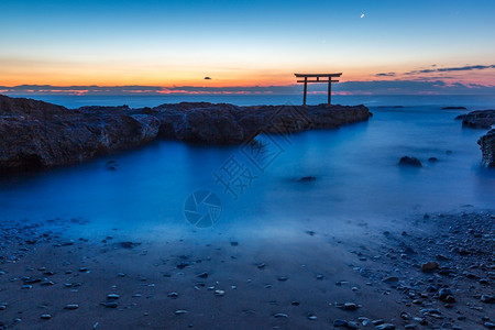 日落之门出于本伊巴拉基的Oarai海市图片